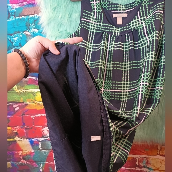 Banana Republic Navy Blue green and White Sleeveless Dress Size 14 - Picture 4 of 9